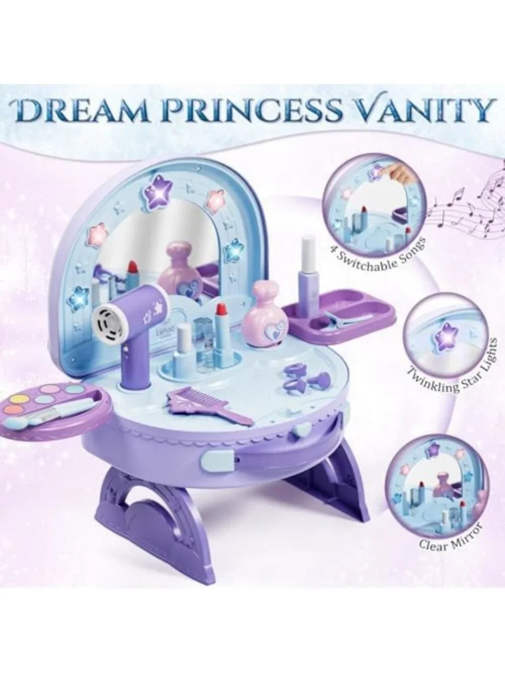 Portable Toddler Vanity with Makeup Set for Girls - Fun Playtime Beauty Kit